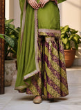 Lime Green Silk Suit with Organza Dupatta & Brocade Gharara – Grace with a Hint of Royalty