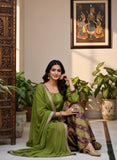 Lime Green Silk Suit with Organza Dupatta & Brocade Gharara – Grace with a Hint of Royalty