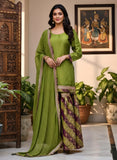 Lime Green Silk Suit with Organza Dupatta & Brocade Gharara – Grace with a Hint of Royalty
