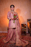 Bronze & Pink Embroidered Bridal Gharara Dress – Gharara Dress for Wedding