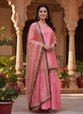 Pure Raw Silk Pink Gharara Set with Pure Organza Dupatta