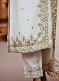 White Silk Suit with Pure Organza Dupatta & Dabka Zardozi Work