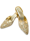 Buy Jutti – Champagne Gold Heel Jutti with Floral Embroidery for Women