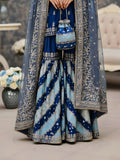 Royal Blue Pure Silk Shirt with Banarasi Gharara & Tissue Dupatta – Dabka Zardozi Work