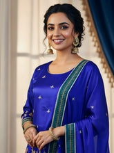 Royal Blue Pure Silk Gharara Set with Chinon Dupatta