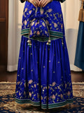 Royal Blue Pure Silk Gharara Set with Chinon Dupatta