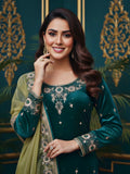 Emerald Tissue Gharara Set for Mehendi with Zardozi Work
