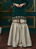 Emerald Tissue Gharara Set for Mehendi with Zardozi Work