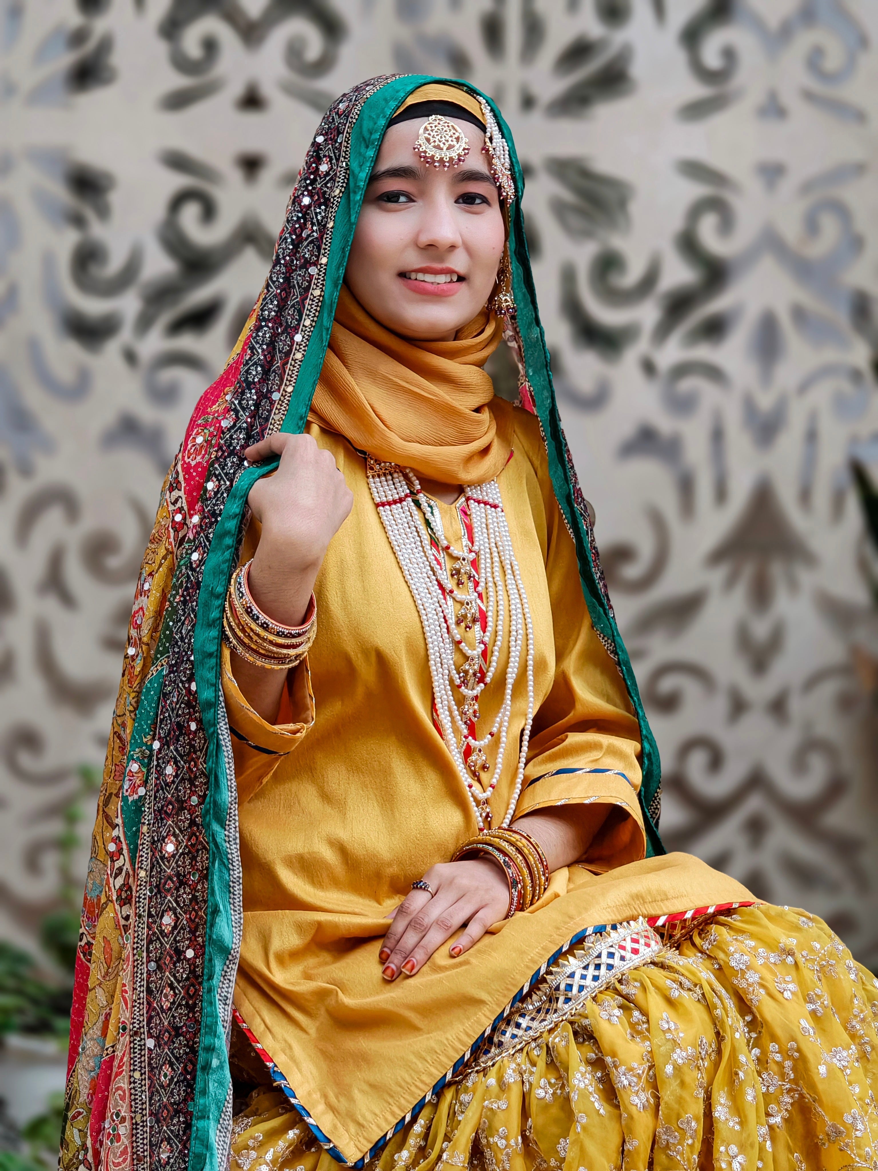Sunshine Yellow Gharara Dress with Multicolour Dupatta