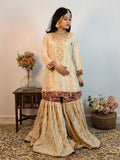 Ivory and Maroon Gharara Set
