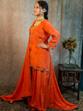 Burnt Orange Embroidered Sharara Plazo Set