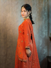 Burnt Orange Embroidered Sharara Plazo Set