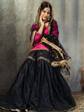 Pink & Black Embroidered Gharara Dress