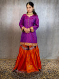 Royal Purple & Orange Handcrafted Gharara Set โ A Perfect Blend of Tradition & Elegance
