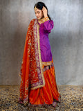 Royal Purple & Orange Handcrafted Gharara Set โ A Perfect Blend of Tradition & Elegance