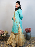 Sky Blue & Gold Gharara Dress – Elegant Wedding & Festive Wear for Women