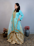 Sky Blue & Gold Gharara Dress – Elegant Wedding & Festive Wear for Women