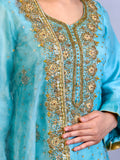 Sky Blue & Gold Gharara Dress – Elegant Wedding & Festive Wear for Women