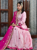 Baby Pink Silk Gharara Dress with Magenta Chinon Dupatta – Dabka Zari Work