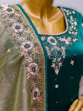 Emerald Tissue Gharara Set for Mehendi with Zardozi Work
