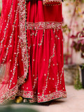 Red Bridal Pure Silk Gharara Set for Wedding Functions