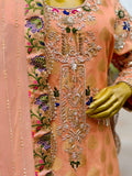 Peach Silk Farshi Gharara Set with Banarasi Brocade & Hand Zardozi Work
