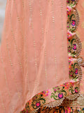 Peach Silk Farshi Gharara Set with Banarasi Brocade & Hand Zardozi Work