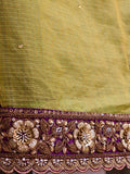 Royal Plum Party Wear Gharara Set with Tissue Fabric & Hand Zardozi Work