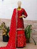 Lakhnavi Farshi Bridal Gharara in Crape Silk with Zardozi