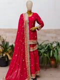 Lakhnavi Bridal Gharara in Pure Silk with Dabka Zardozi