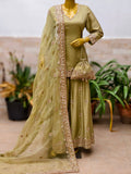 Mehendi Sharara in Pure Chanderi with Dabka Zardozi Work