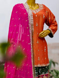 Lakhnawi Gharara Silk with Dabka Zardozi Work Set