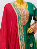 Emerald Green Pure Silk Peplum Sharara Set for Women