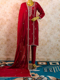 Crimson Dabka Zardozi Crap Silk Suit Set