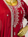 Crimson Dabka Zardozi Crap Silk Suit Set