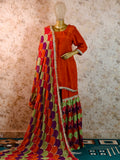 Lakhnavi Chatapati Gharara in Crepe & Upada Silk with Sequin