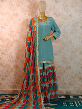 Lakhnavi Chatapati Gharara in Crepe & Upada Silk with Sequin