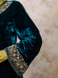 Velvet Suit with Organza Dupatta – Dabka Zardozi