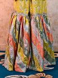 Multicolour Chatapati Gharara in Badla Chanderi Fabric