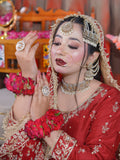 Bridal Red Farshi Gharara Set with Dabka Zardozi Work | Upara Silk Kameez & Chiffon Dupatta