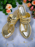 Ladies Sandal – Handcrafted Golden Ethnic Sandals for Women | Stylish Festive Footwear