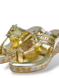 Ladies Sandal – Handcrafted Golden Ethnic Sandals for Women | Stylish Festive Footwear