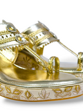 Ladies Sandal – Handcrafted Golden Ethnic Sandals for Women | Stylish Festive Footwear