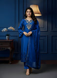 Royal Blue Pure Chanderi Suit with Resham & Dabka Embroidery | Organza Dupatta Best For– Wedding