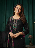 Black Pure Organza Suit with Dabka Zardozi & Resham Zari Embroidery – Luxury Festive Wear
