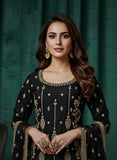 Black Pure Silk Gharara Suit with Zardozi & Sequined Dupatta