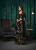 Black Pure Silk Gharara Suit with Zardozi & Sequined Dupatta