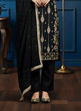 Black Pure Silk Suit with Dabka Zardozi Embroidery & Sequined Pure Chiffon Dupatta – Luxe Wedding & Festive Wear
