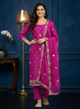Purple Upada Silk Suit with Dabka & Zardozi Work | Pure Chinon Dupatta – Perfect for Weddings & Festive Occasions