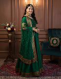 Emerald Green Taffeta Silk Gown with Mirror Work & Net Dupatta – Ethnic Occasion Wear